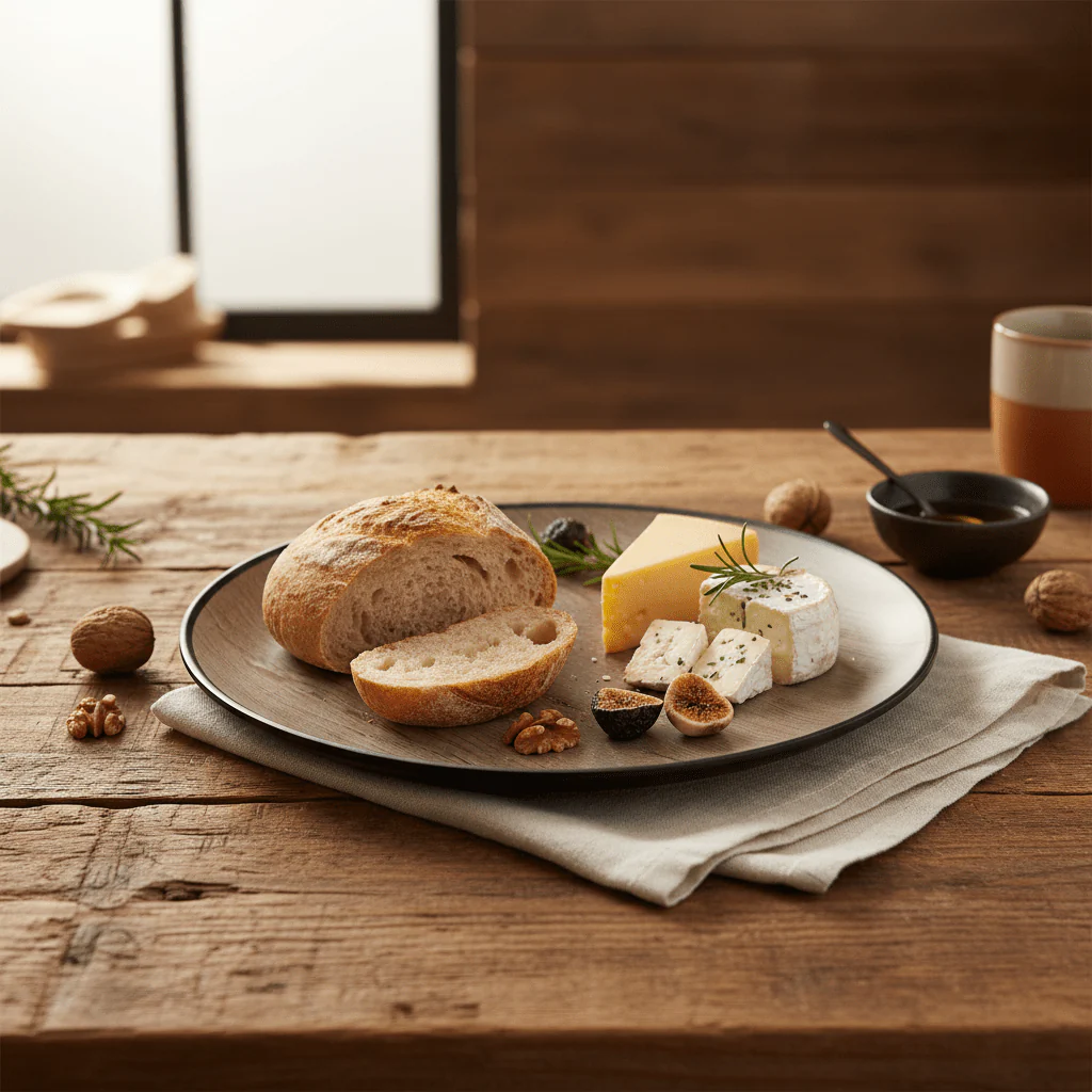 AKDC Rustic Wood Print Black Round Melamine Dinner Plate 10.5 Inch Durable Serving Plate for Everyday Dining - Image 2