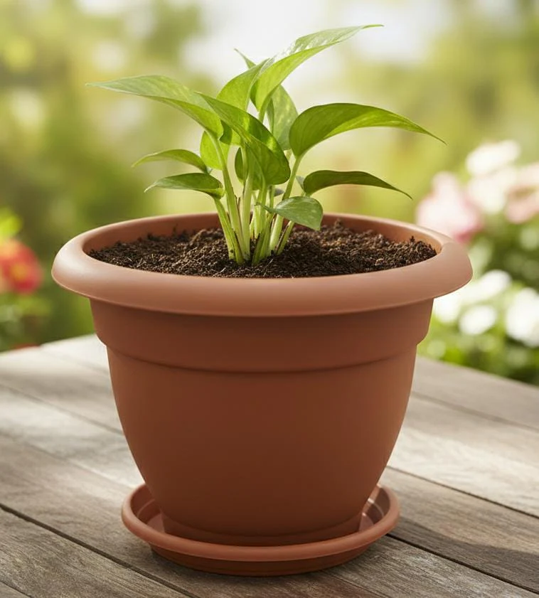 AKDC Sand Color Extra-Large Plastic Plant Pot – Deep Round Garden Planter – 30×36 cm - Image 2