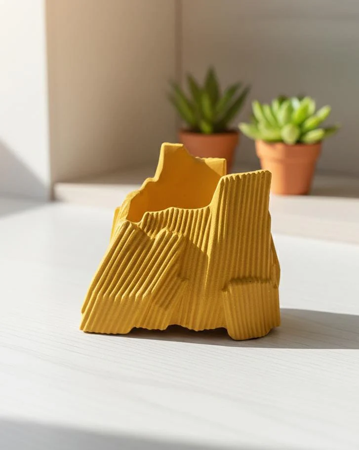 AKDC Sand Color Hard Plastic Flower Vase – Broad Decorative Designer Vase – 19×19 cm - Image 2