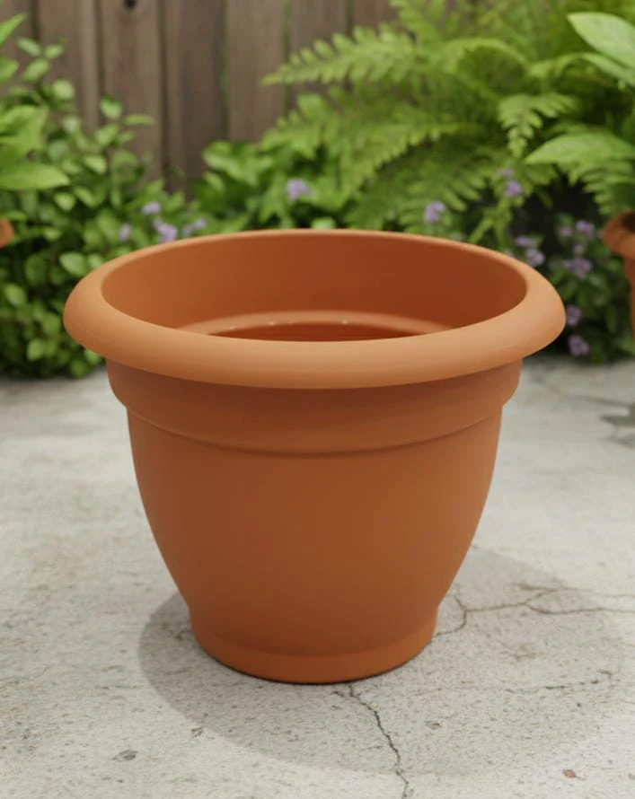 AKDC Sand Color Large Plastic Plant Pot – Elegant Tall Planter – 23×27 cm - Image 2