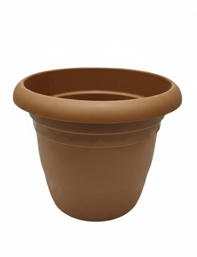 AKDC Sand Color Plastic Plant Pot – Compact Round Planter – 18×15 cm