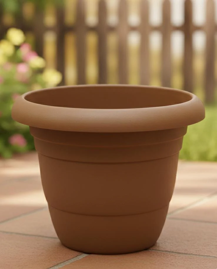 AKDC Sand Color Plastic Plant Pot – Compact Round Planter – 18×15 cm - Image 2
