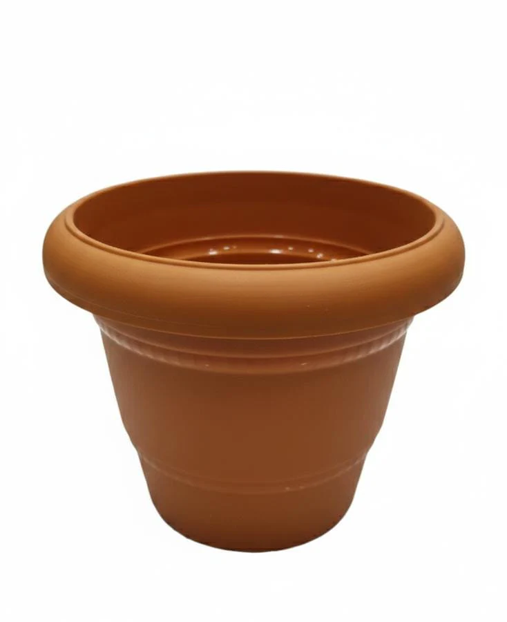 AKDC Sand Color Round Plastic Plant Pot – Simple & Durable Planter – 17 cm