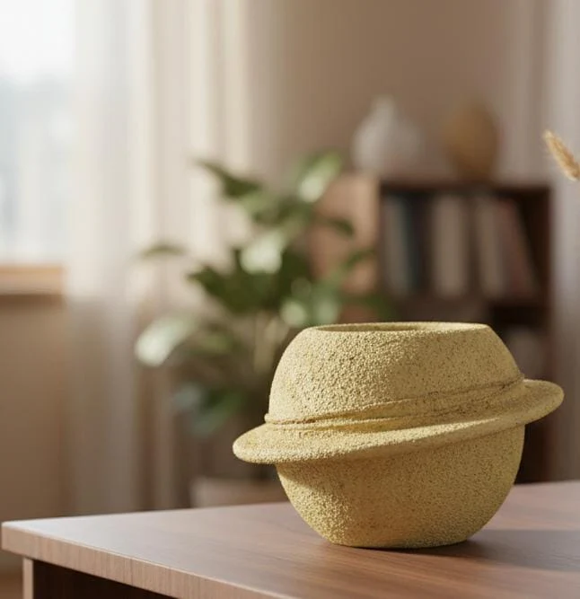 AKDC Sculpted Clay Plant Pot – Beige Color – 11×17 cm – Creative Unique Shape - Image 2