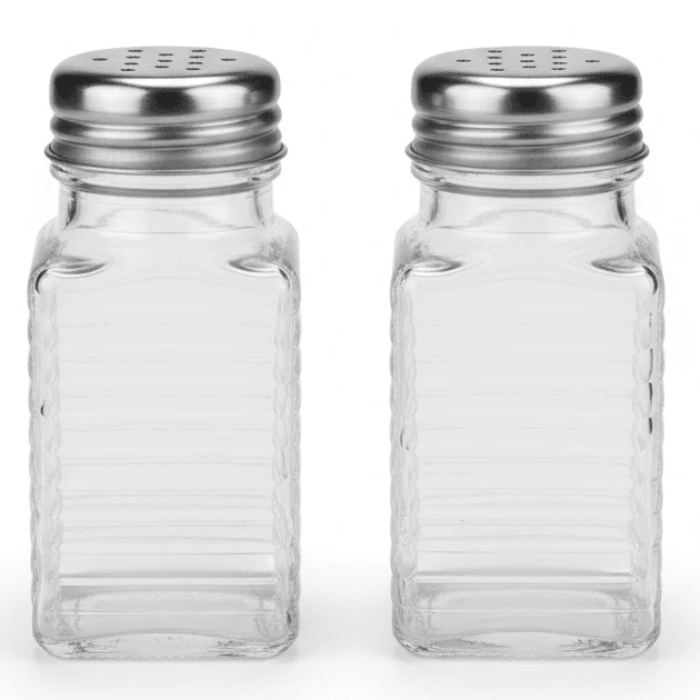 AKDC Set of 2 Clear Glass Salt & Pepper Shakers with Metal Lid for Dining Table & Kitchen Organization – 75ml Each