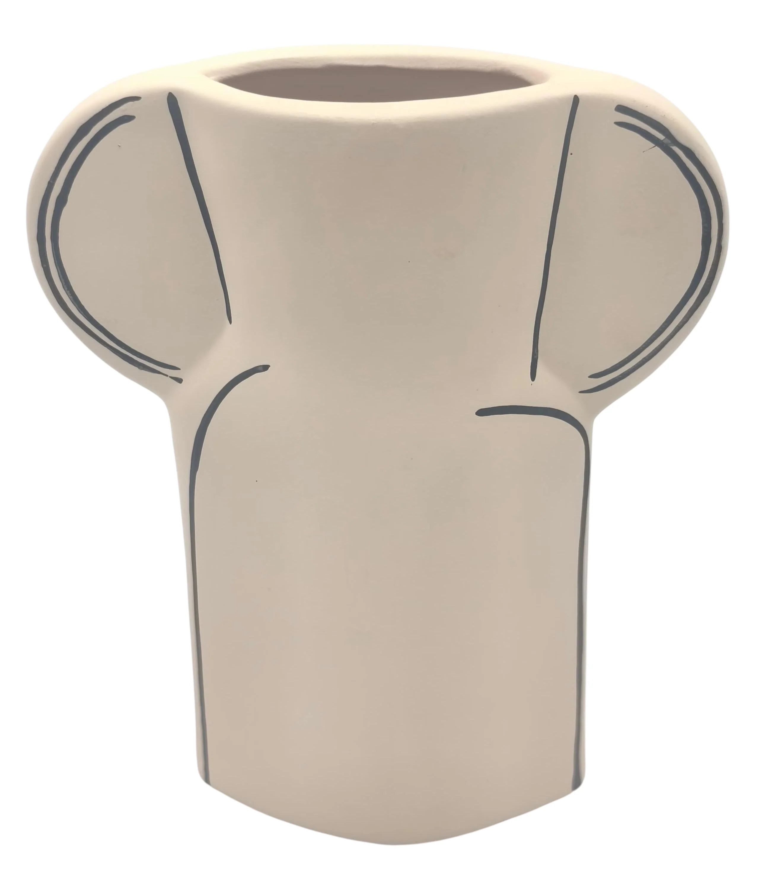 AKDC Silhouette Decorative Clay Flower Vase 16.5cm*5cm*22.5cm, Beige and Black - Image 2