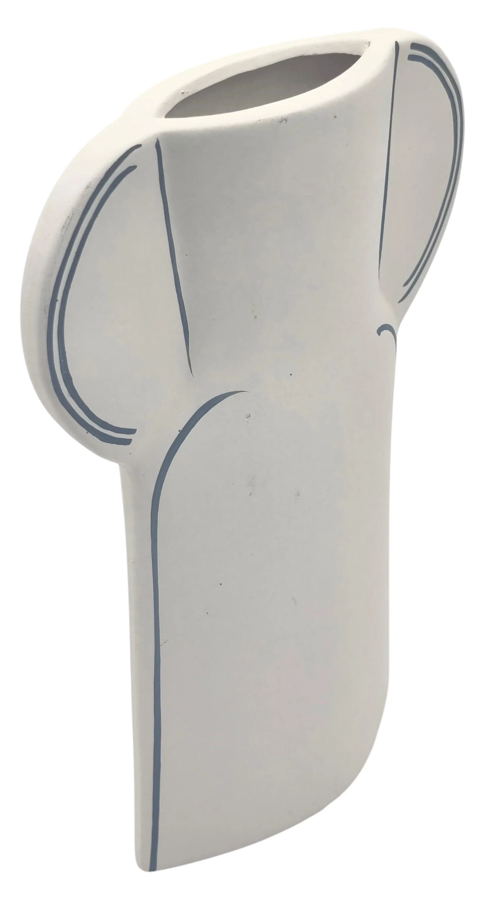 AKDC Silhouette Decorative Clay Flower Vase 16.5cm*5cm*22.5cm, White and Blue - Image 2