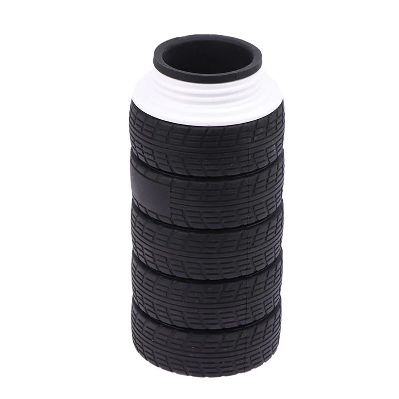 AKDC Silicone Expandable Water Bottle 1000ml, Wheel Shaped, Black - Image 3