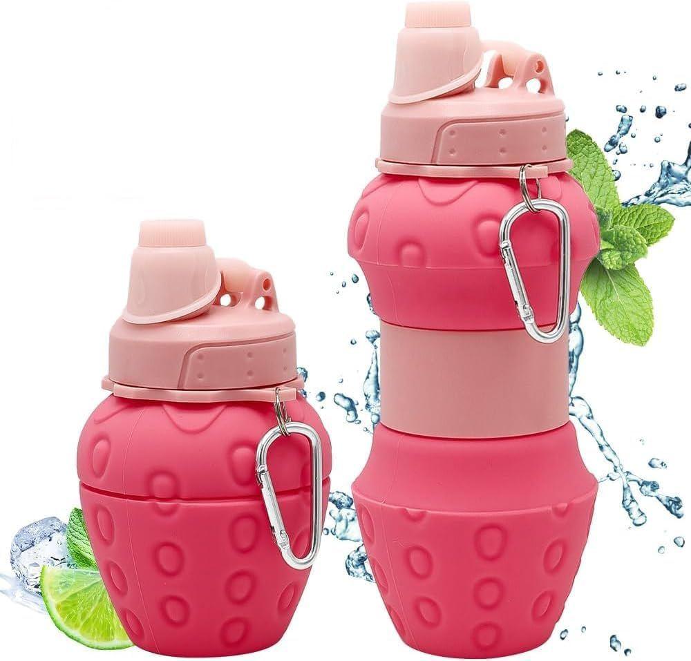 AKDC Silicone Expandable Water Bottle 500ml, Strawberry Shaped, Green - Image 2
