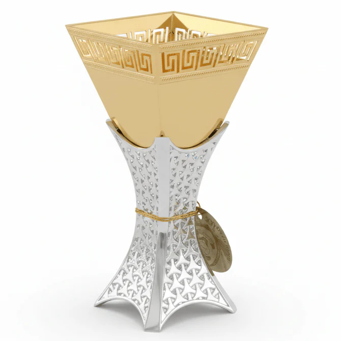 AKDC Silver and Gold Metal Incense Burner Luxury Decorative Burner 20cm
