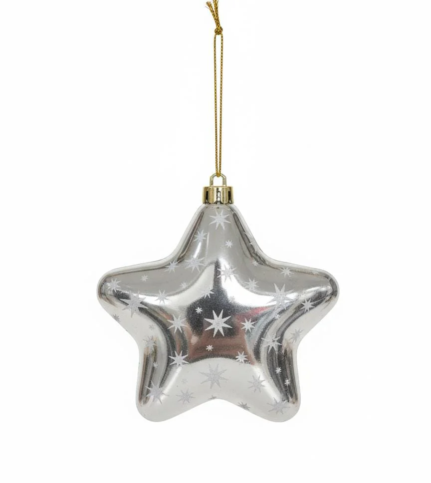 AKDC Silver Star-Shaped Hanging Candy Box 12 cm – Shiny Holiday Decoration & Candy Holder - Image 3