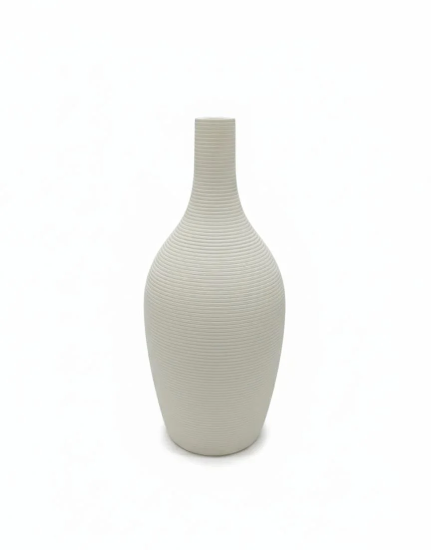 AKDC Slim White Ceramic Minimalist Vase – 22×10 cm