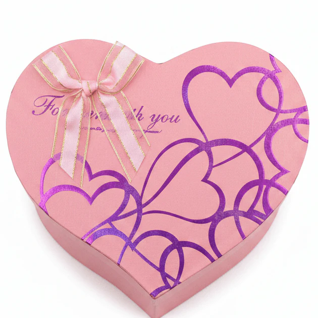 AKDC Small Light Pink Heart-Shaped Cardboard Gift Box with Modern Design for Jewelry, Chocolates & Gift Packaging – 16×20×8 cm