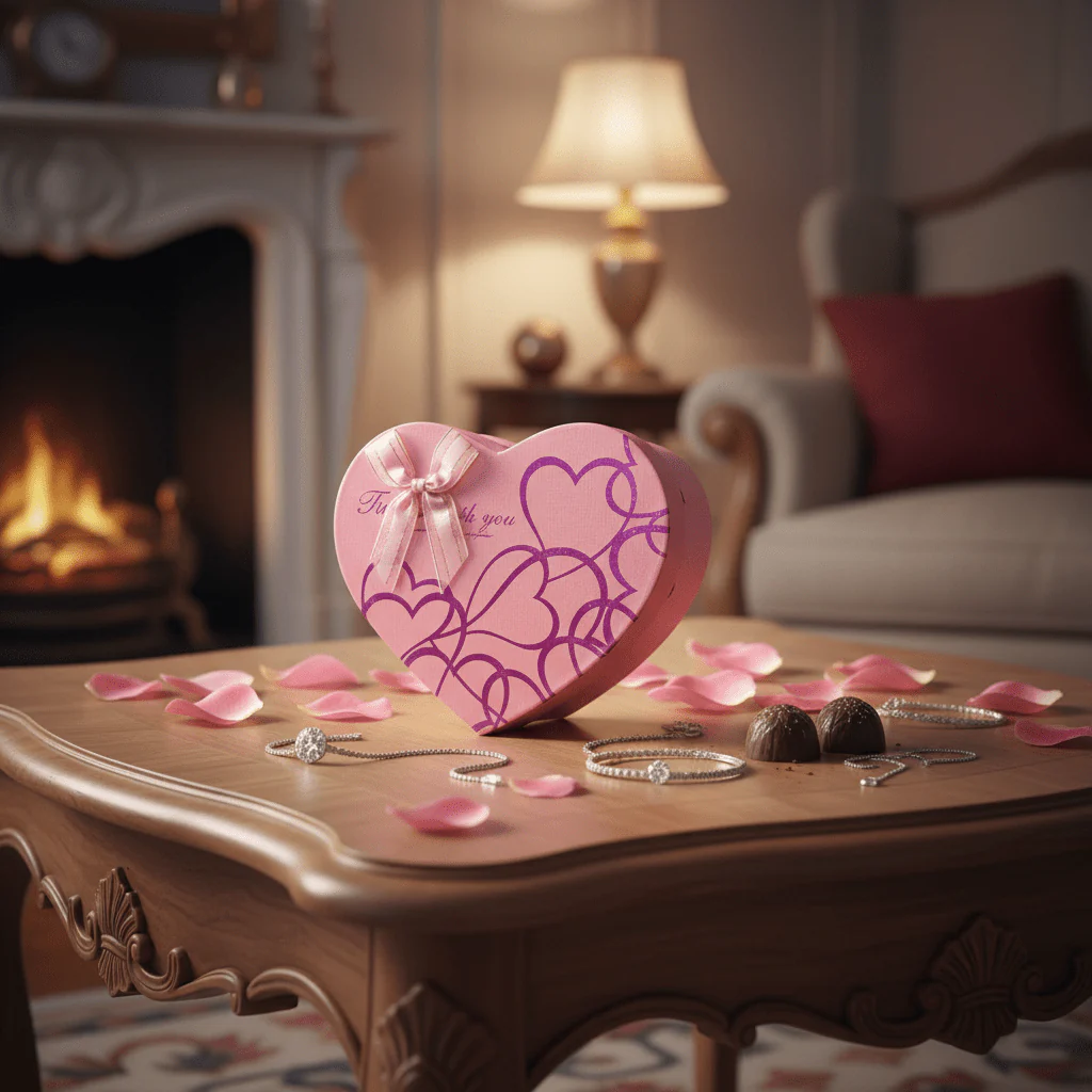 AKDC Small Light Pink Heart-Shaped Cardboard Gift Box with Modern Design for Jewelry, Chocolates & Gift Packaging – 16×20×8 cm - Image 2