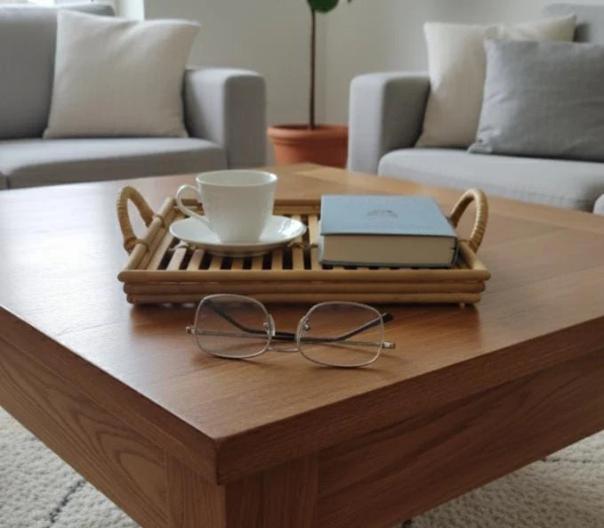 AKDC Small Square Bamboo Tray 30×30×3 cm – Compact Natural Wooden Tray - Image 2