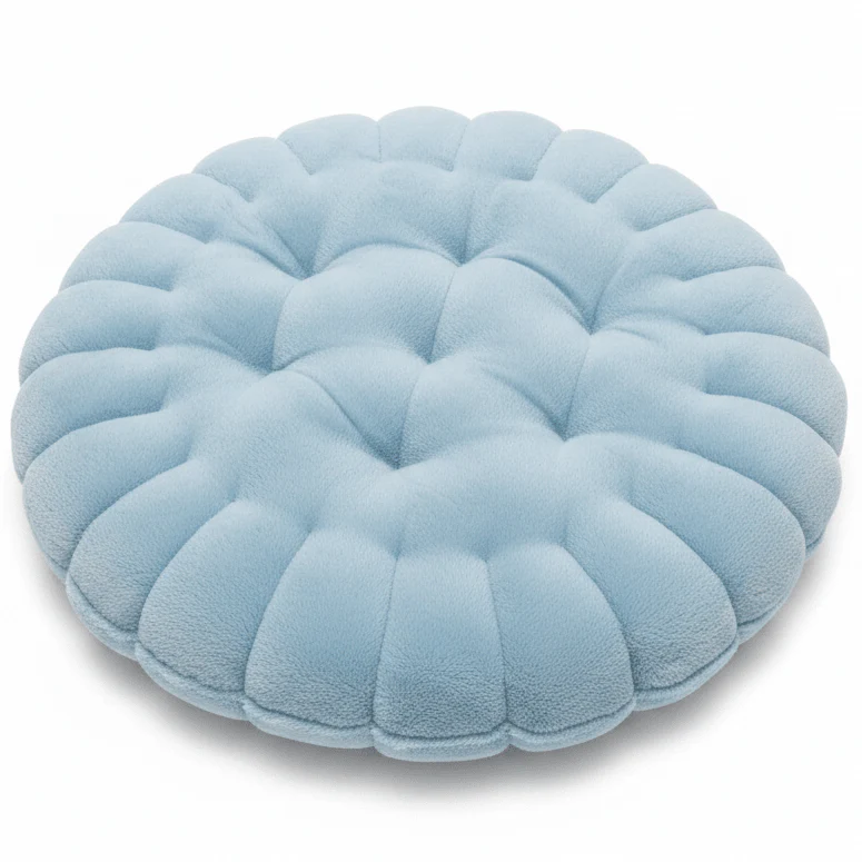 AKDC Soft Plush Lignt Blue Round Seat Cushion Comfortable Chair Pad for Home Office Dining Chairs 35× 35cm