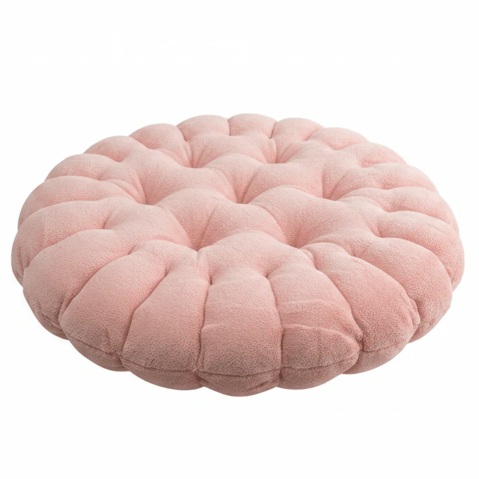 AKDC Soft Plush Lignt Pink Round Seat Cushion Comfortable Chair Pad for Home Office Dining Chairs 35× 35cm