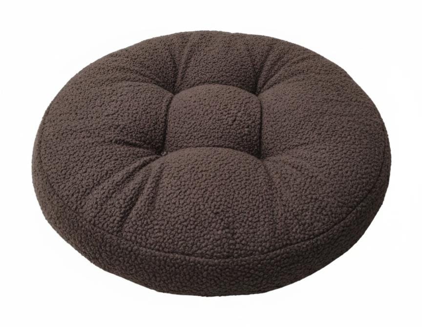 AKDC Soft Plush Round Decorative Cushion for Living Room & Bedroom – Dark Brown Tone, 45×7 cm