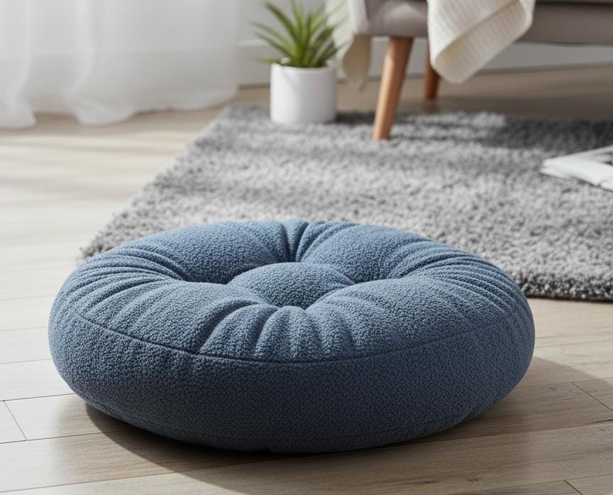 AKDC Soft Plush Round Decorative Cushion for Living Room & Bedroom – Elegant Blue, 45×7 cm - Image 2
