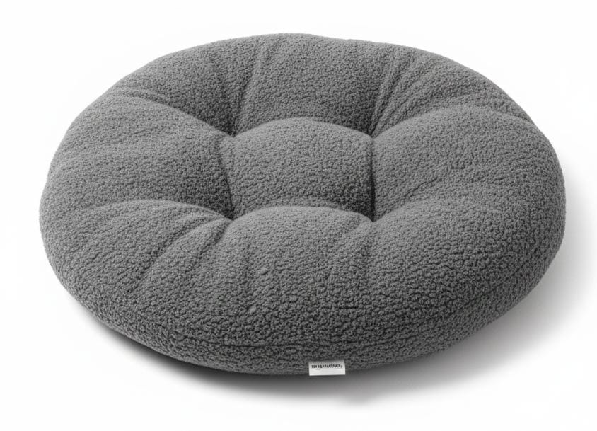 AKDC Soft Plush Round Decorative Cushion for Living Room & Bedroom – Neutral Gray, 45×7 cm