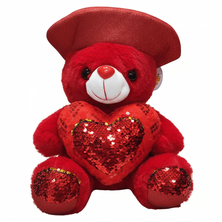 AKDC Sparkle Edition Red Teddy Bear (25 cm) with Glitter Finish