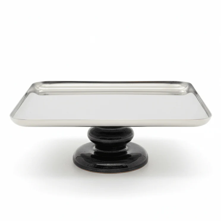 AKDC Square Elegant Footed Candy Tray – Luxury Metal Dessert Serving Tray for Table Decoration & Hosting – 20x16 cm