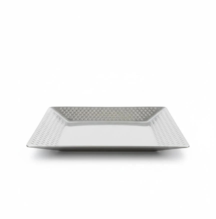 AKDC Square Platter Tray – Chrome Silver Finish | 26 cm Premium Decorative Tray - Image 2