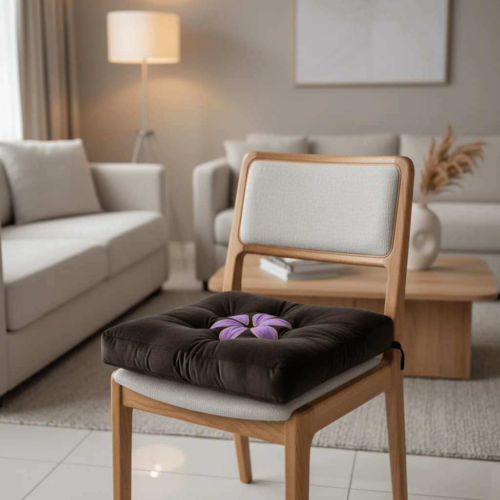 AKDC Square Velvet Polyester Charcoal Brown Floral Chair Cushion Durable Decorative Seat Pad for Home Office and Dining 45 cm - Image 2