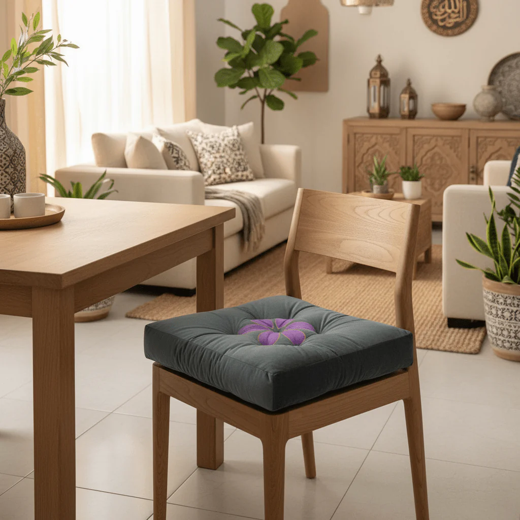 AKDC Square Velvet Polyester Slate Grey Floral Seat Cushion Decorative Soft Chair Pad for Living Room Dining and Office 45 × 45 cm - Image 2