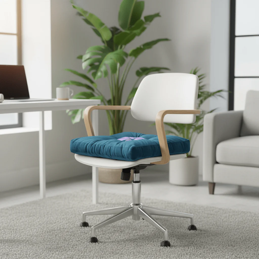 AKDC Square Velvet Polyester Teal Blue Floral Chair Cushion Stylish Comfortable Seat Pad for Home and Office Chairs 45 cm - Image 2