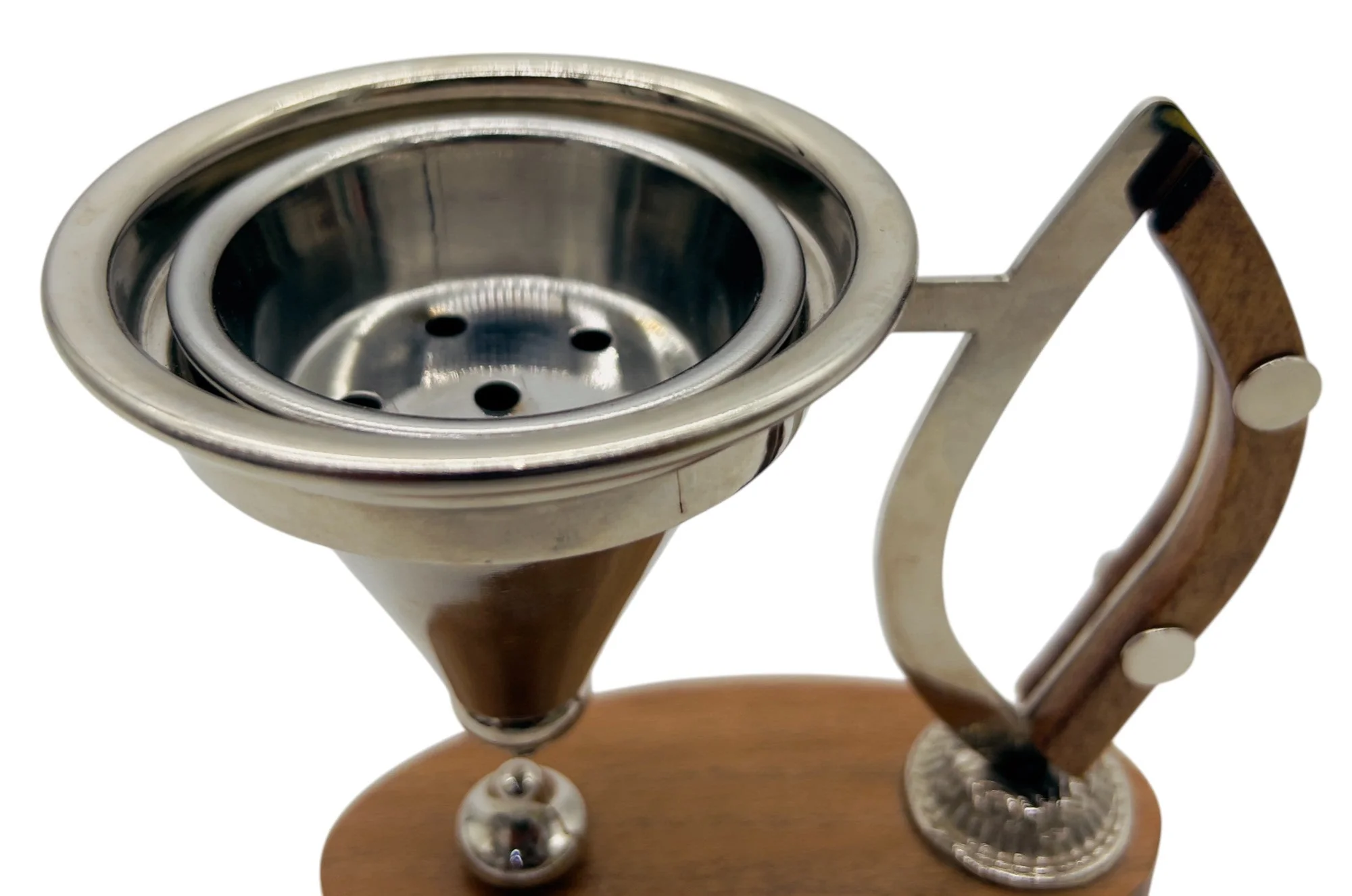 AKDC SS Incense Burner with Wooden Base 13cm*11cm*8.5cm, Silver, N-02103 - Image 2