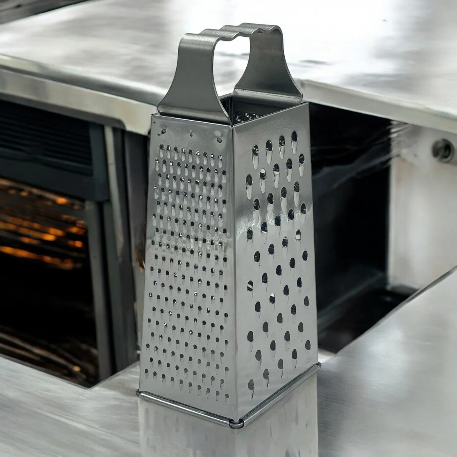 AKDC Stainless Steel 4 Side Grater Zest Sharp Blade & Easy Grip Handle Best For Parmesan Cheese, Vegetables, Ginger-11cmX8.5cmX24.5cm - Image 3