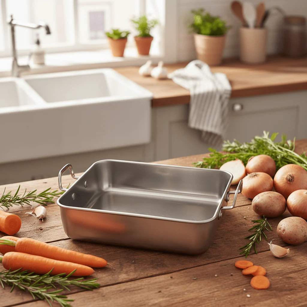 AKDC Stainless Steel Square Baking Pan Chrome With Handle-20cmX20cmX5cm - Image 2