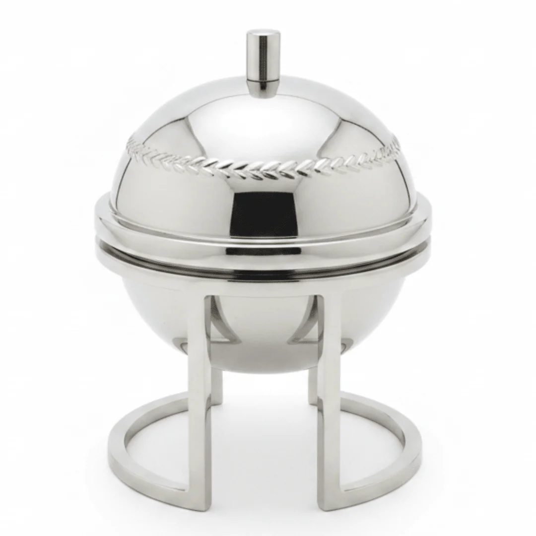 AKDC Stainless Steel Dates Bowl with Lid and Decorative Stand for Stylish Serving – 12.5 × 15 cm