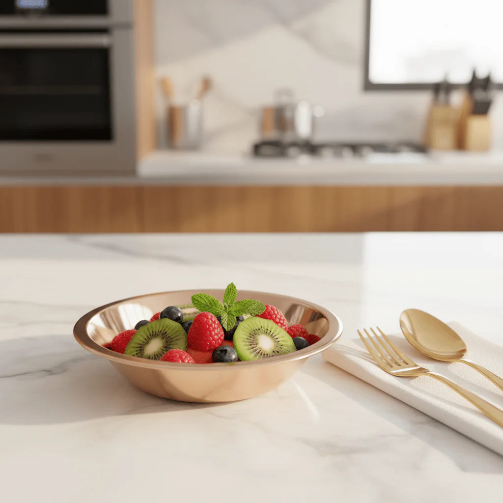 AKDC Stainless Steel Bowl Plate 16cm — Mirror Rose Gold Finish - Image 2