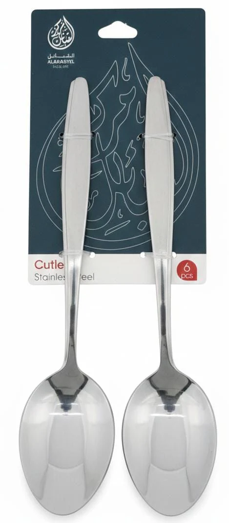 AKDC Stainless Steel Spoon Set – 6 Pcs, 20 cm,Silver Contemporary Design 21