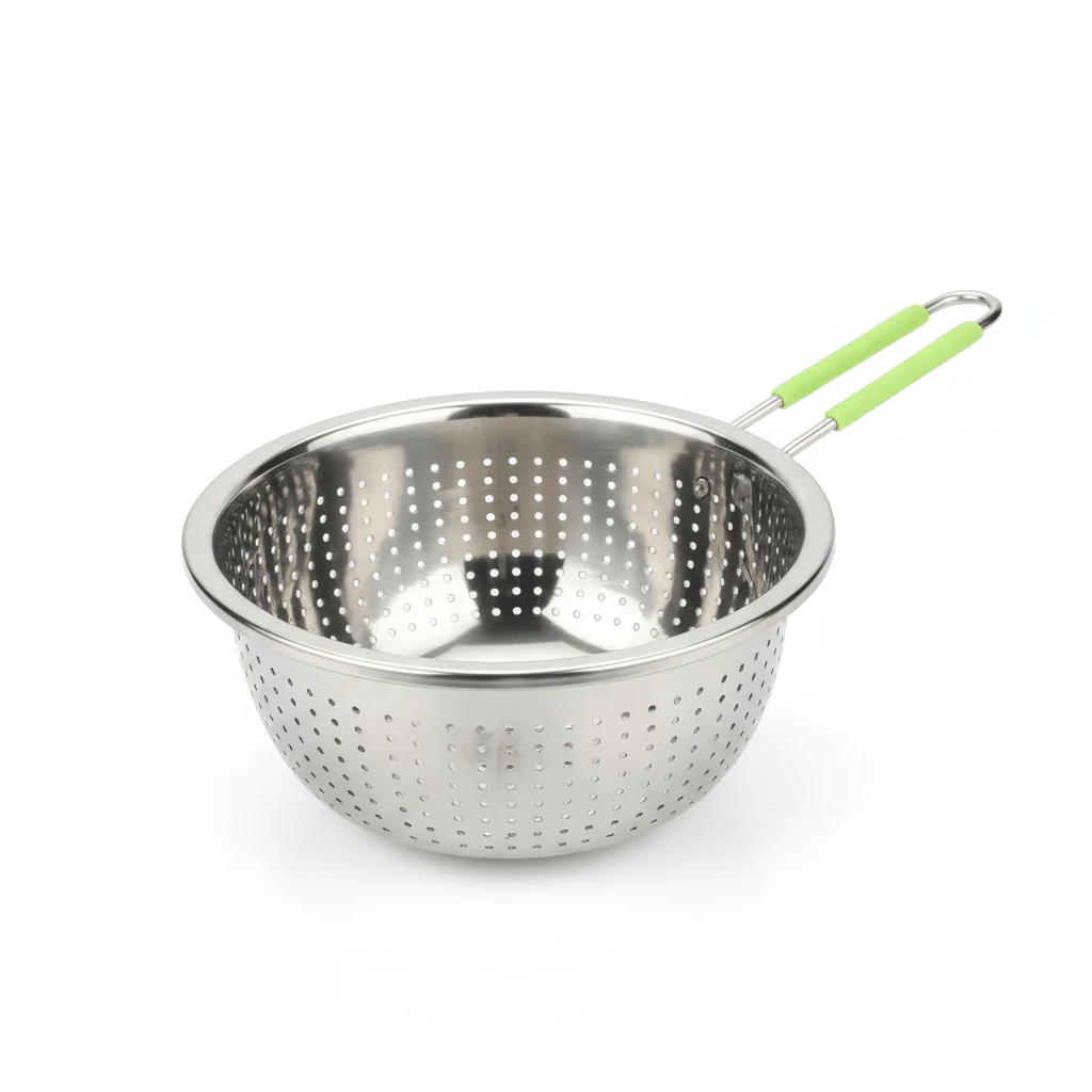 AKDC Stainless Steel Strainer With Long Handle-24cm-Assorted Color