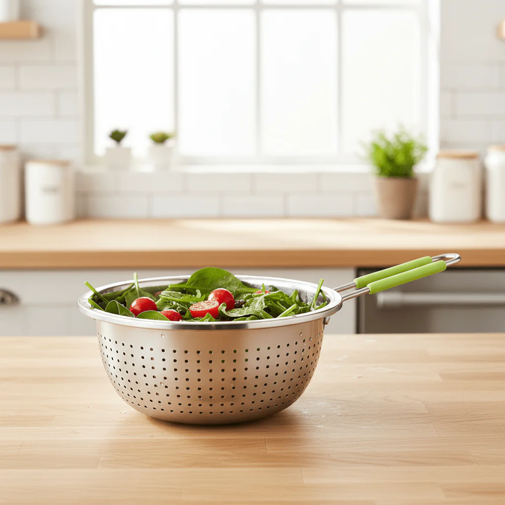 AKDC Stainless Steel Strainer With Long Handle-24cm-Assorted Color - Image 2