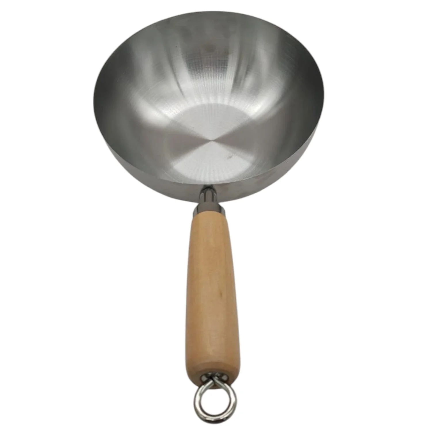 AKDC Stainless Steel Wok Pan Stir Fry Pan Deep Frying Wok Frying Skillet with Wooden Handle-1.8 Liter-39cm - Image 2