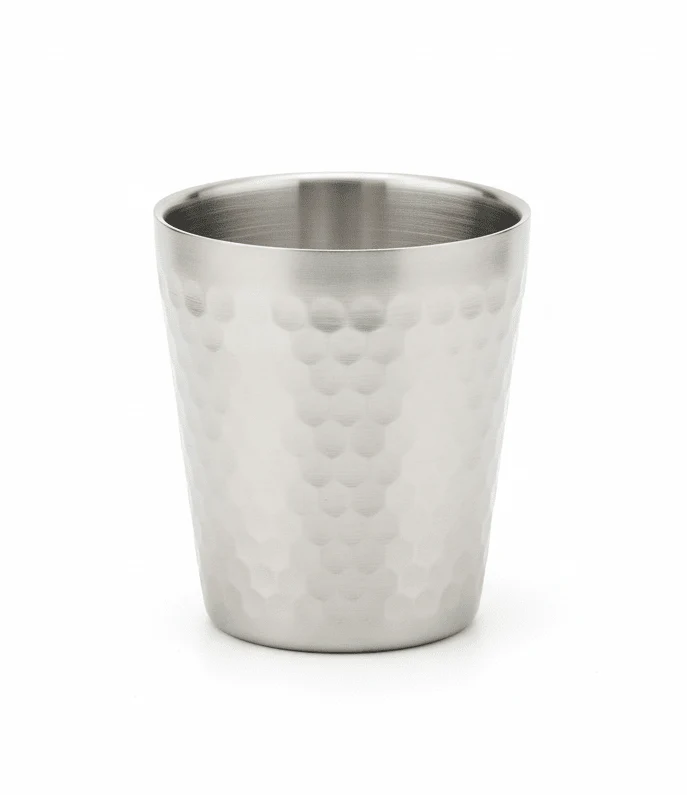 AKDC Stainless Steel Hammered Double Wall Glass -250ml