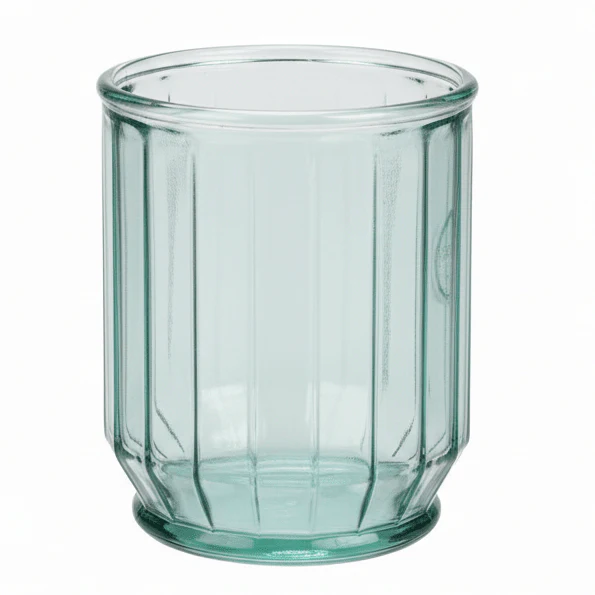 AKDC Striped Eco Glass Tumbler – Textured Drinking Glass for Juice, Water & Cold Drinks – 400 ml