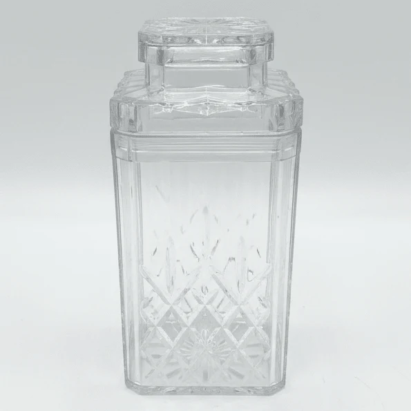 AKDC Stylish Diamond Cut Clear Acrylic Storage Canister with Lid for Pantry Storage 14 × 8 cm