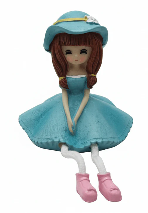 AKDC Stylish Polyresin Girl Figurine – Contemporary Blue Decorative Showpiece for Shelf & Table Décor, 14 cm
