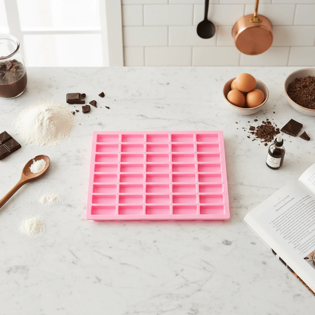 AKDC SweetBake Premium Pink Rectangular Silicone Cake Mould Non-Stick Baking Tray 30×22cm - Image 2
