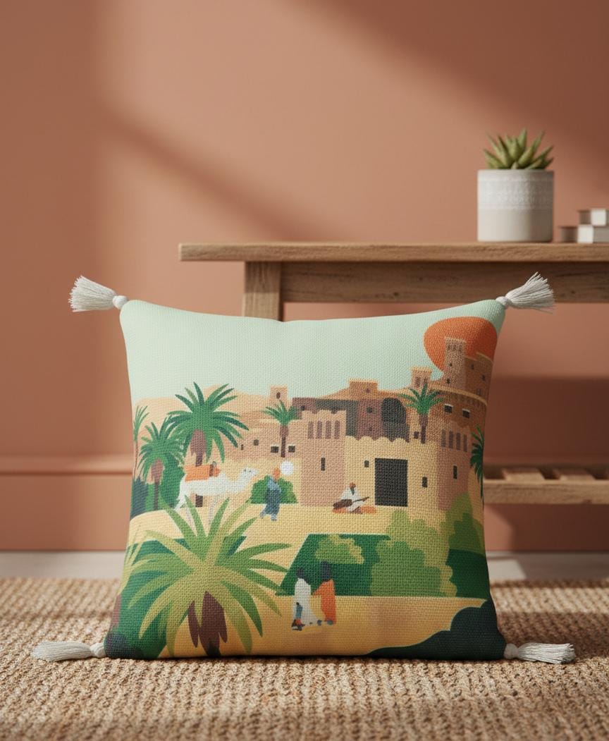 AKDC Tamara Arabian Town Inspired Decorative Art Cushion – Square Cotton Design, 45×45 cm - Image 3