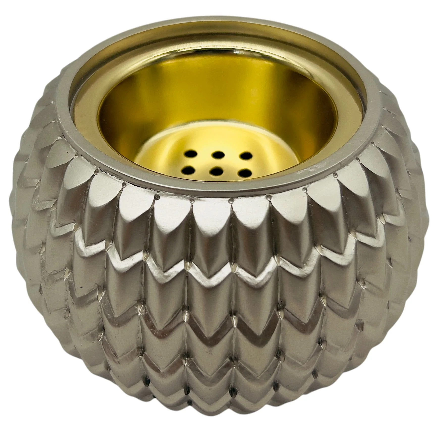 AKDC Textured Ceramic Incense Burner – Shiny Silver Finish, 9×9cm - Image 2