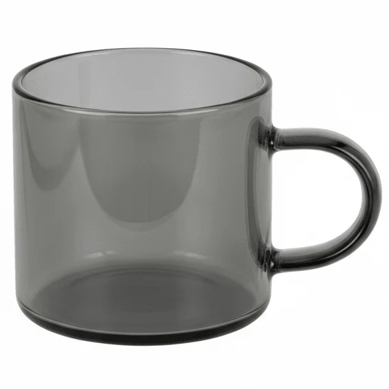 AKDC Tinted Black Glass Tea Mug with Comfortable Handle, Modern Compact Design 80ml