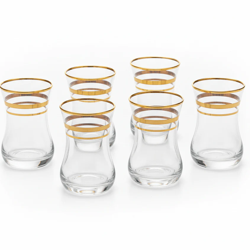 AKDC Traditional Istekan Style Mini Glass Mug Set of Six Pieces with 100 ml