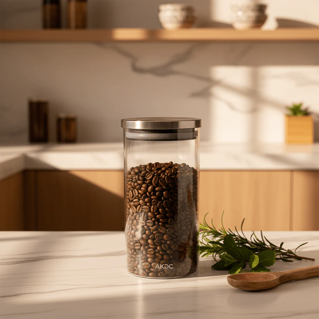 AKDC Transparent Acrylic Storage Canister with Silver Lid for Modern Kitchen Storage 20 × 10 cm - Image 2