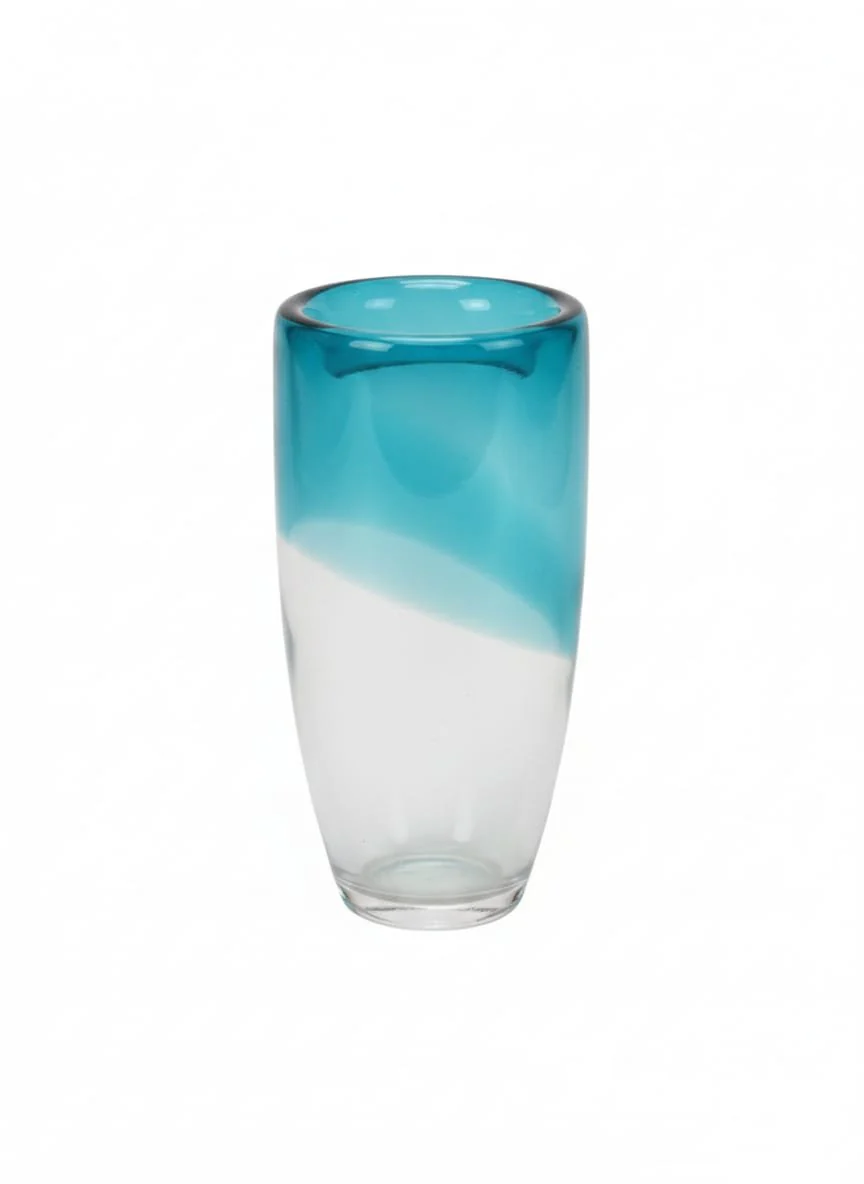 AKDC Transparent Glass Vase with Elegant Blue Tint – 24×12 cm